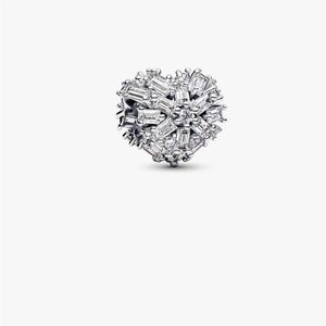 Pandora Silver Heart Charm with Clear Cubic Zirconia